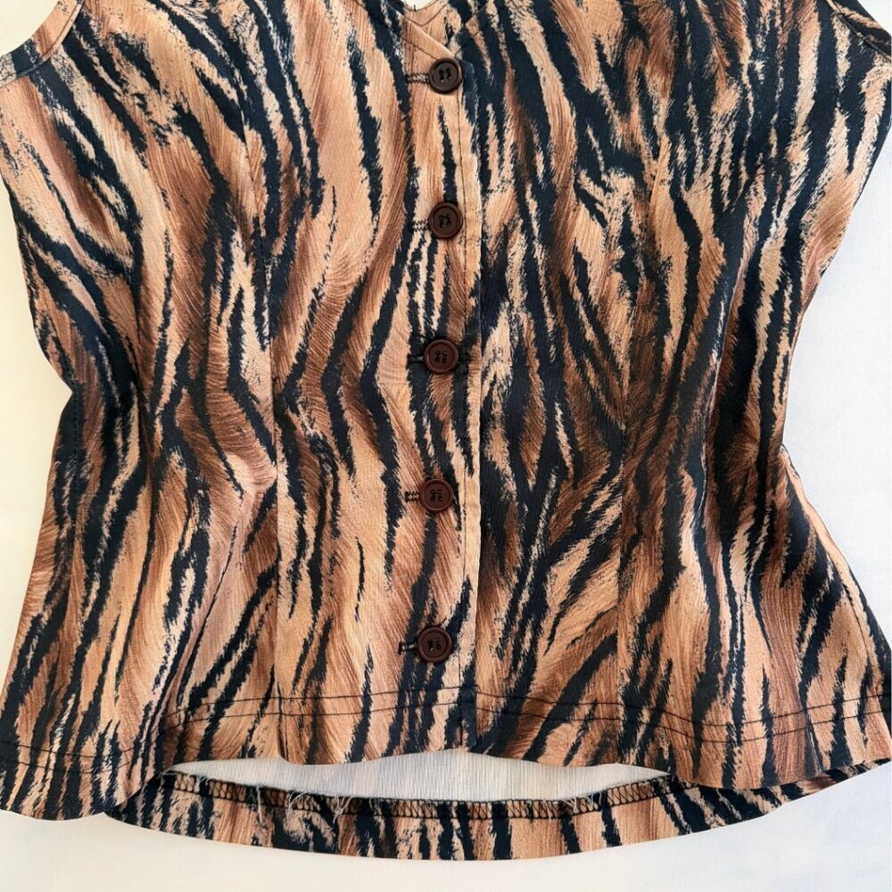 Brioche Vintage Animal Print V-Neck Sleeveless Top - Picture 4 of 7